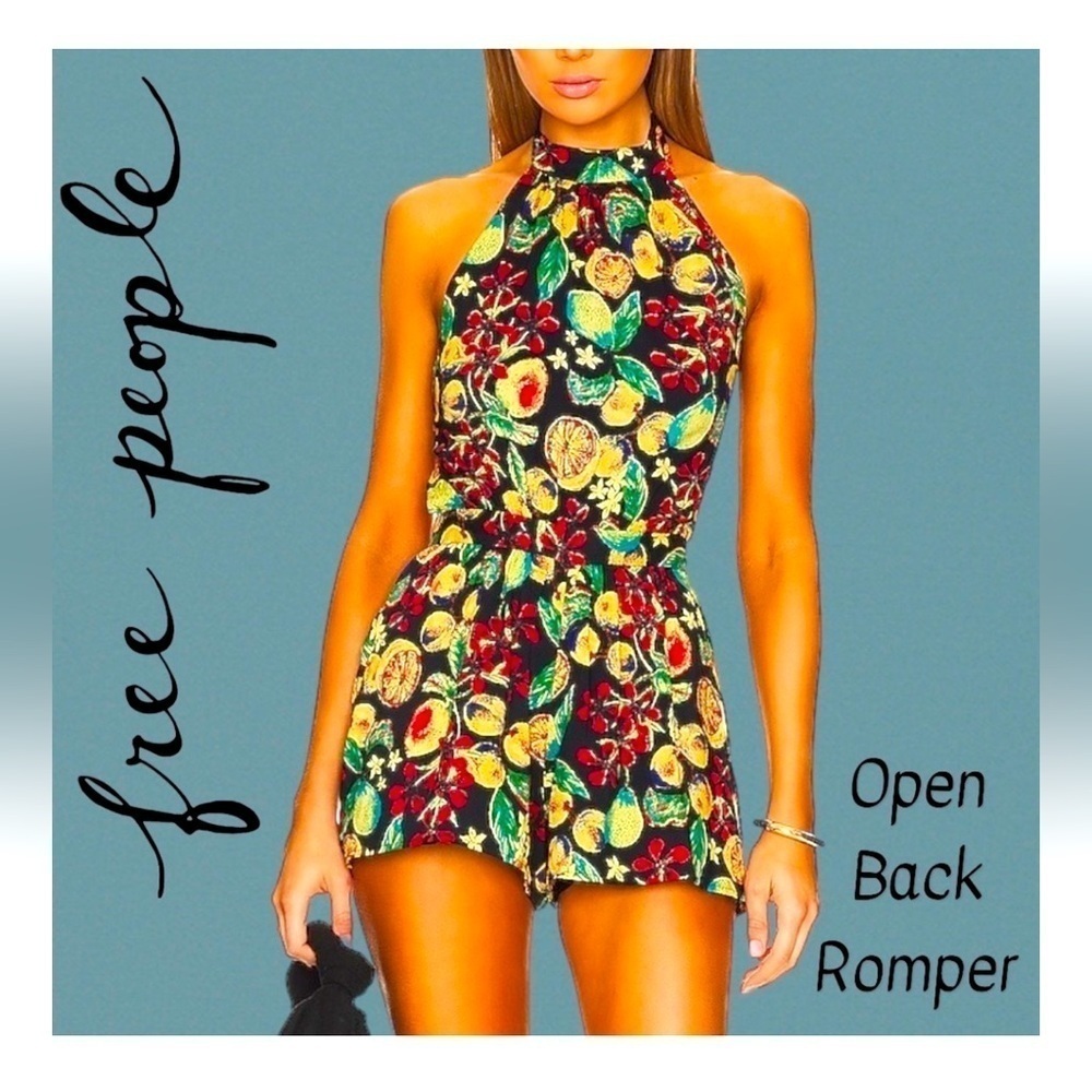 NWT Free People Black Combo Coral Tides Romper / xsmall